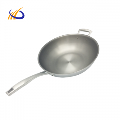 3 ply stainless steel clading titanium kitchen cookware wok